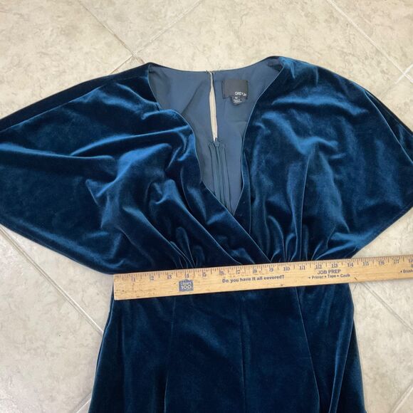 Anthropologie Greylin Luna Velvet Jumpsuit Blue Velour Women Size M Holiday - Picture 5 of 13